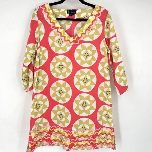 BODEN Ibiza Floral 100% Cotton Ribbon Trim Shift Dress Size 10 Cottage Medium - Picture 1 of 11